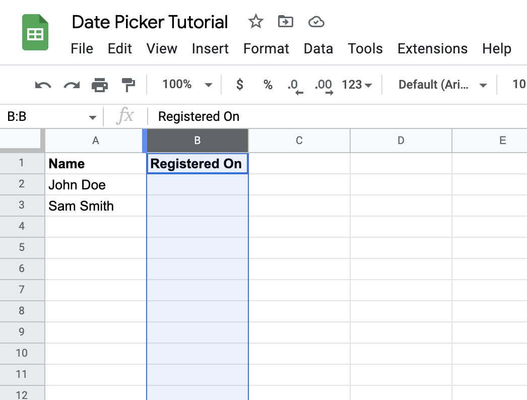 Date picker for Google Sheet