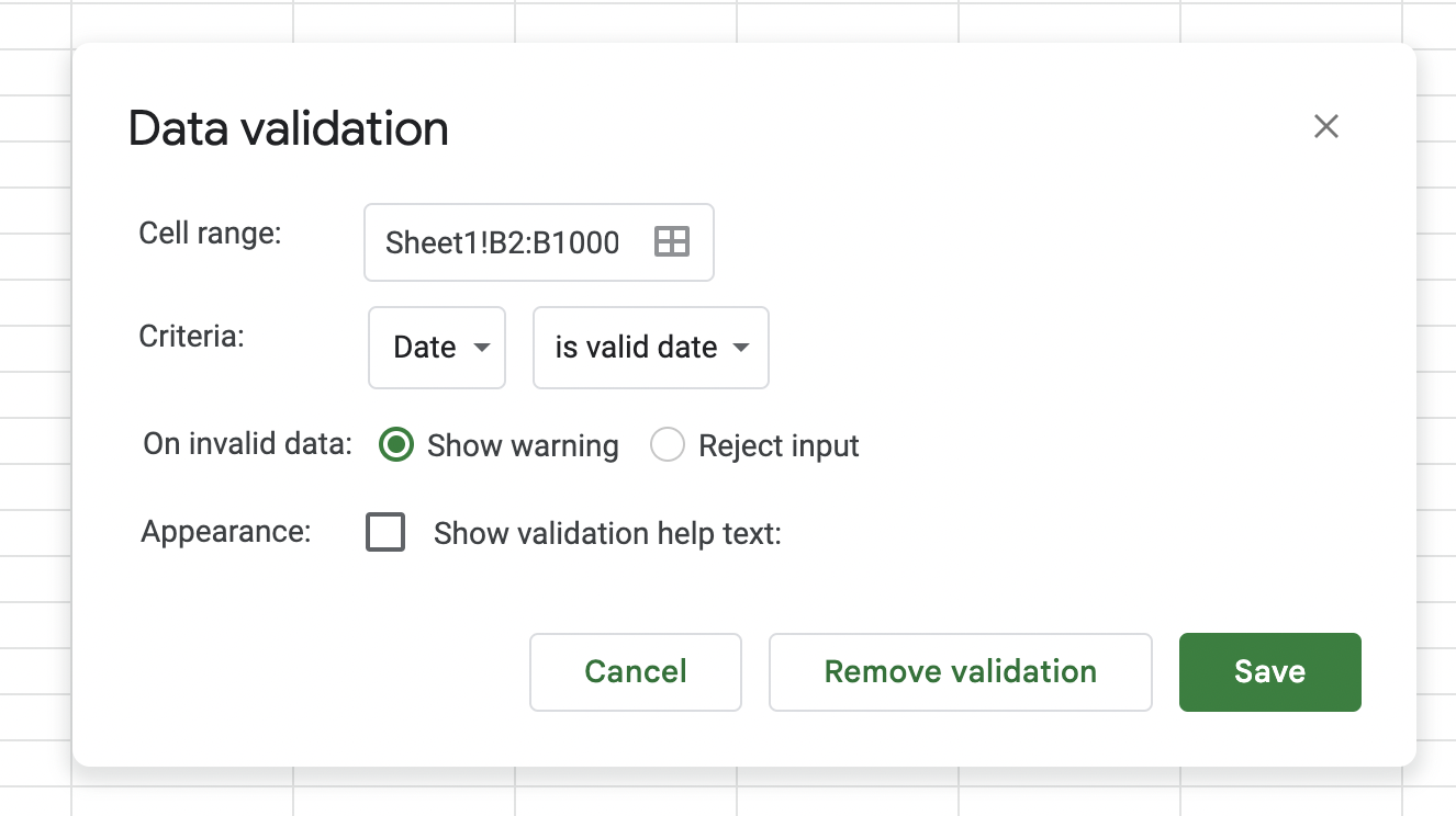 Date picker in google sheet